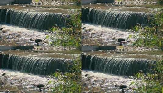 4K升格实拍人造景观流动的溪水高清在线视频素材下载