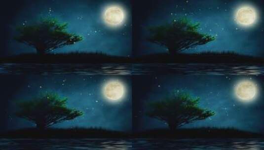 山楂树月亮小河高清在线视频素材下载