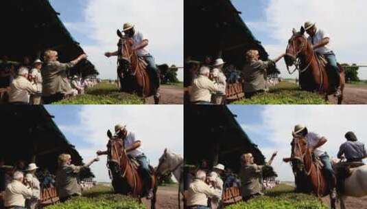 男人骑着马和妻子亲吻高清在线视频素材下载