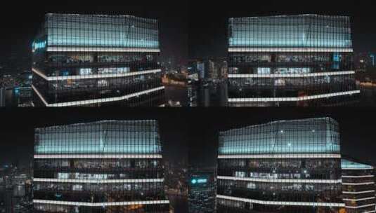 上海陆家嘴国金大厦夜景航拍高清在线视频素材下载