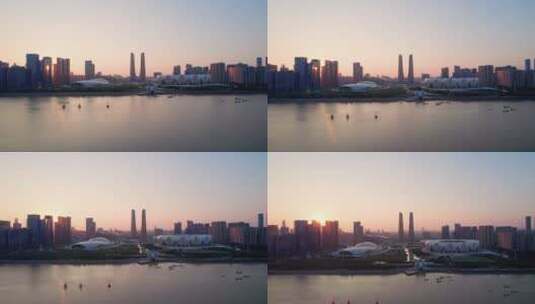 杭州亚运会馆奥体中心航拍4K高清在线视频素材下载