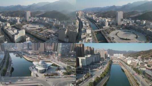 商洛山阳县城城市建设风光航拍3高清在线视频素材下载