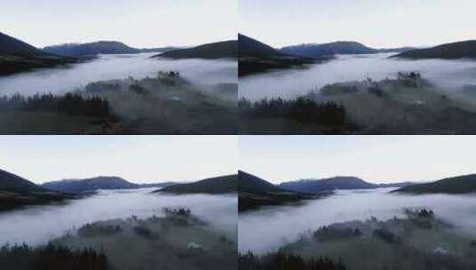 山区清晨雾气弥漫高清在线视频素材下载