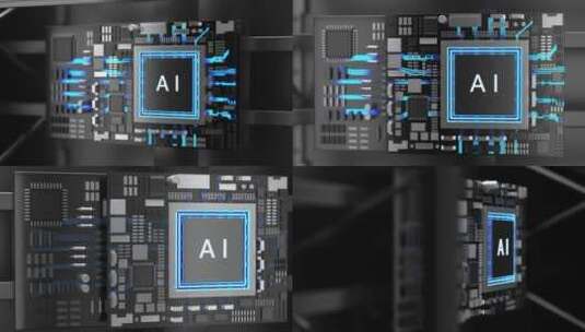 科技芯片蓝色AI智能高清在线视频素材下载
