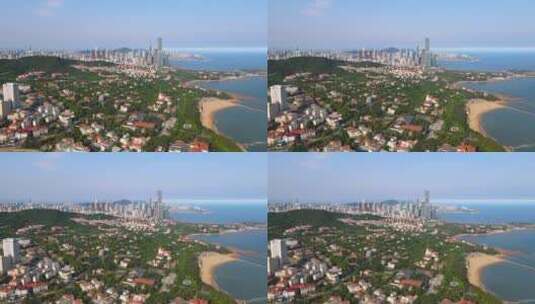 航拍青岛海岸线城市景观 4k高清在线视频素材下载