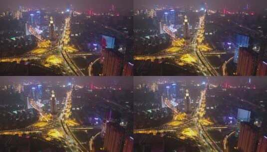 繁荣合肥城市夜景延时航拍高清在线视频素材下载