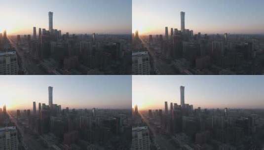 【原创】北京国贸CBD核心区建筑群日落高清在线视频素材下载