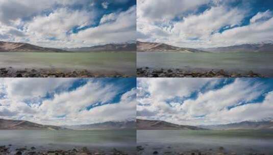 新疆白沙湖蓝天白云延时高清在线视频素材下载
