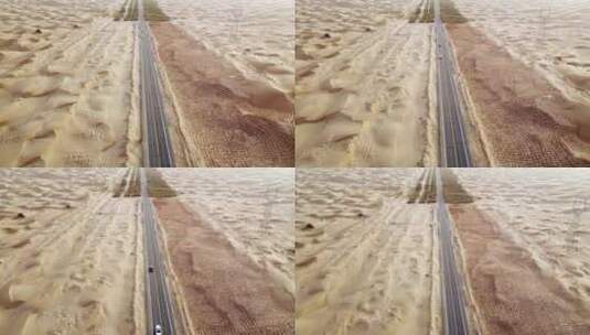 新疆沙漠公路行驶的大货车高清在线视频素材下载