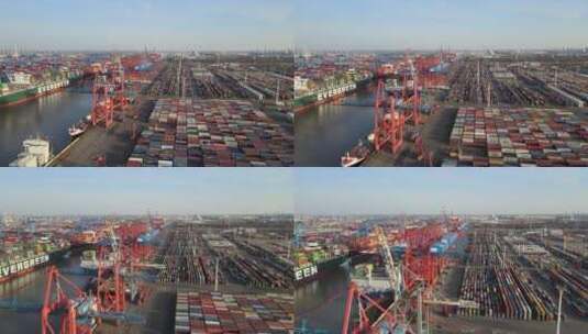 港口起重机机械全球金融工业船高清在线视频素材下载