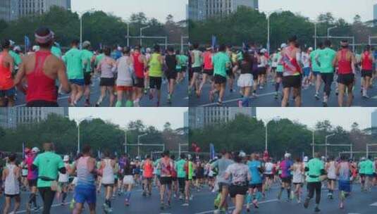 深圳马拉松人群奔跑的背影高清在线视频素材下载