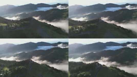 自然风光高山云海大山森林航拍高清在线视频素材下载