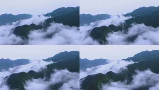 春天云雾缭绕的庐山自然风光航拍高清在线视频素材下载