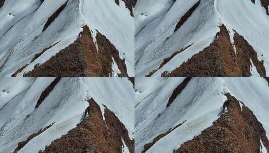 航拍攀登沙鲁里山脉尼登贡嘎雪山的登山者高清在线视频素材下载