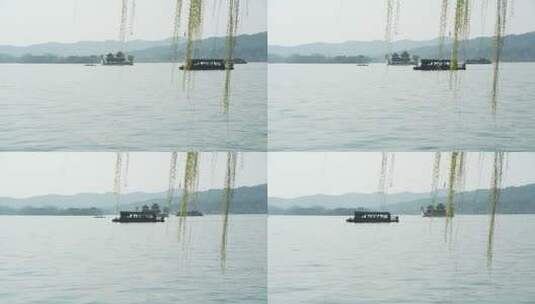 杭州上游船驶过西湖高清在线视频素材下载