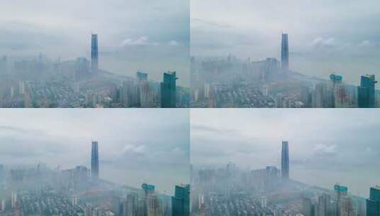 武汉绿地中心云海航拍延时高清在线视频素材下载