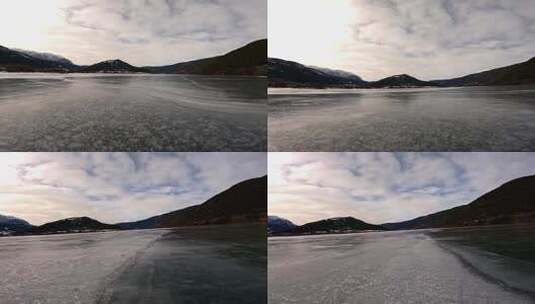 FPV无人机航拍冬日挪威松恩峡湾海岸海滩高清在线视频素材下载