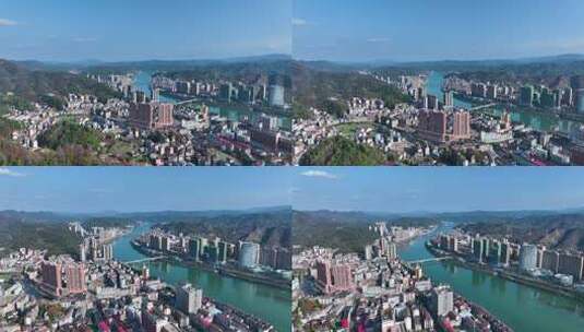 4K益阳安化城市航拍高清在线视频素材下载