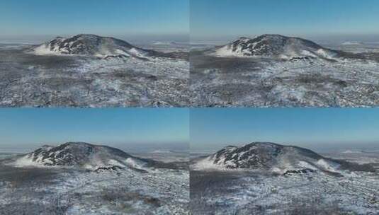 黑龙江五大连池黑龙山火山口馒头状熔岩航拍高清在线视频素材下载