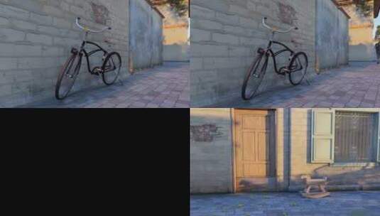 三维童年  巷子里的自行车 儿童玩具 木马高清在线视频素材下载