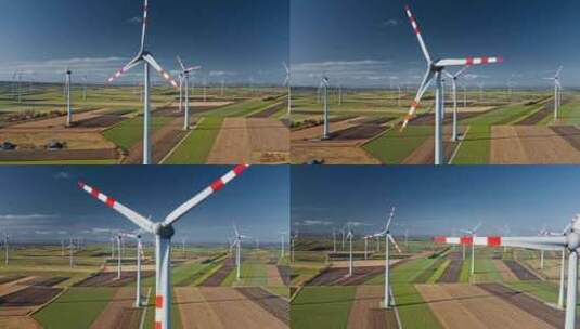 航拍风力发电机高清在线视频素材下载