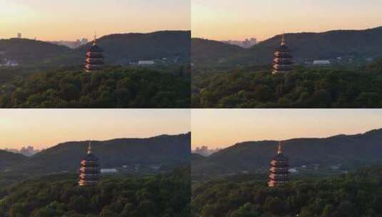 杭州西湖日出雷峰塔风光高清在线视频素材下载