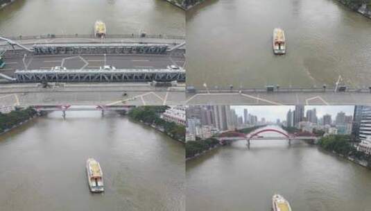 广州海珠桥航拍高清在线视频素材下载