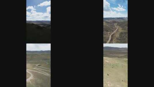 竖屏草原雪山 红原草原 5月的阿坝 航拍高清在线视频素材下载