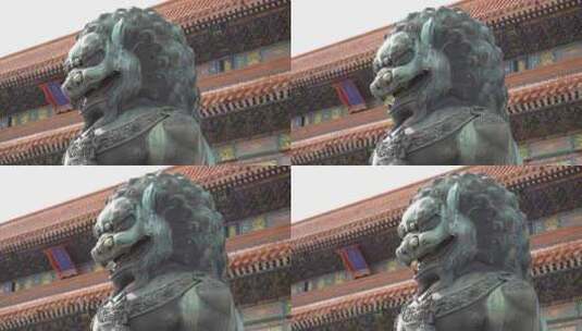 故宫太和门的青铜狮子高清在线视频素材下载