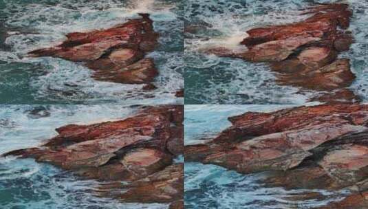 海浪和岩石的俯视图高清在线视频素材下载