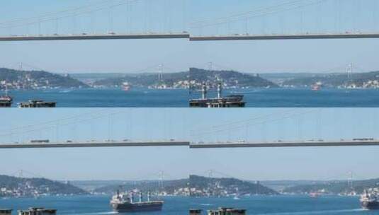 经过博斯普鲁斯海峡的船只高清在线视频素材下载