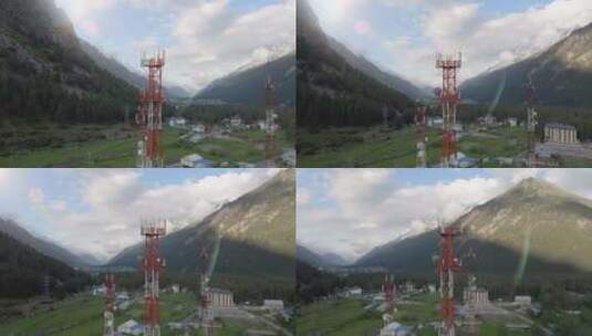 山区电信塔鸟瞰图高清在线视频素材下载