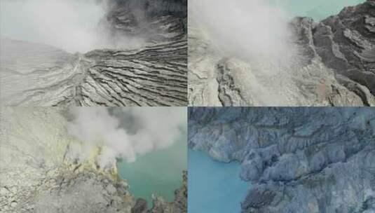 印尼火山硫磺山活火山航拍4K实拍素材高清在线视频素材下载