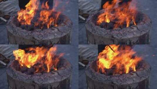 自然火焰燃烧碳燃烧实拍视频高清在线视频素材下载