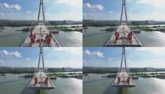 中国广东省中山市南中高速横门西特大桥高清在线视频素材下载