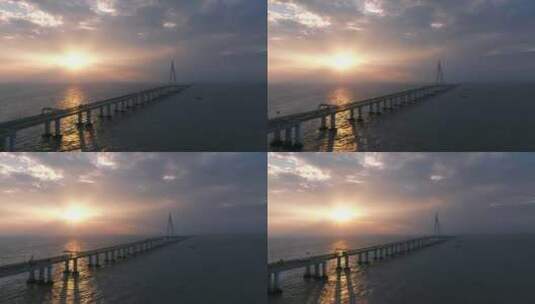 杭州湾跨海大桥日出高清在线视频素材下载