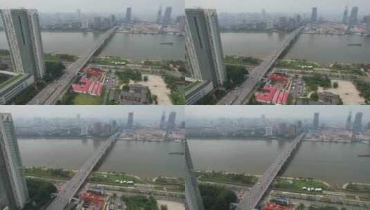 广州科韵南路和琶洲大桥交通高清在线视频素材下载