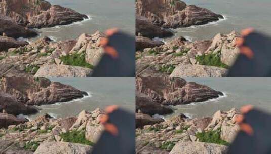 吕峡灯塔岛礁石高清在线视频素材下载
