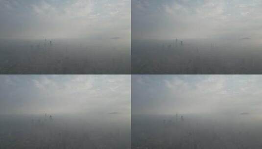 江苏南京城市清晨迷雾航拍高清在线视频素材下载