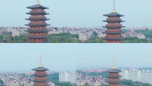 航拍上海宝山寺佛教寺院自然风光高清在线视频素材下载