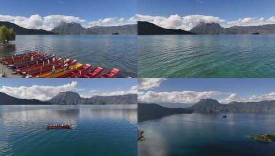 泸沽湖航拍高清在线视频素材下载