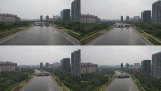 航拍河南郑州七里河高清在线视频素材下载