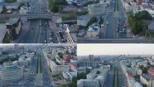 俄罗斯圣彼得堡莫斯科大道的城市交通高清在线视频素材下载