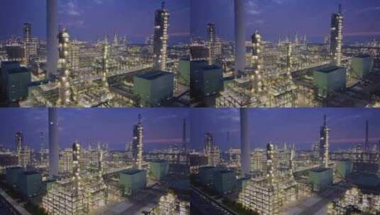 化工厂航拍夜景高清在线视频素材下载