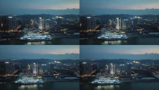 航拍广州南沙城市夜景高清在线视频素材下载