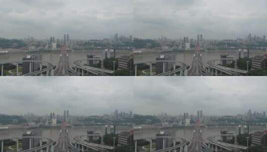 4K重庆菜园坝长江跨江大桥 延时车流高清在线视频素材下载