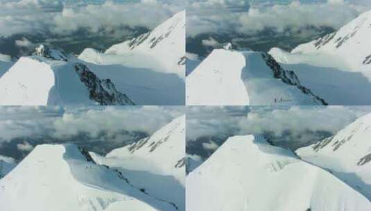 欧洲阿尔卑斯山雪山顶峰。鸟瞰图高清在线视频素材下载