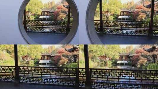 杭州郭庄 江南园林 亭台阁楼 古典门窗高清在线视频素材下载