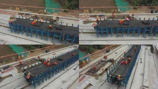高速公路桥梁预制梁施工高清在线视频素材下载