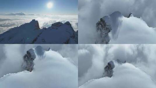 高清航拍云南香格里拉哈巴雪山高清在线视频素材下载